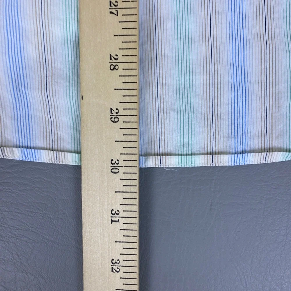 Banana Republic Button Down Shirt Mens M 15-15.5 Striped Blue Green White Cotton